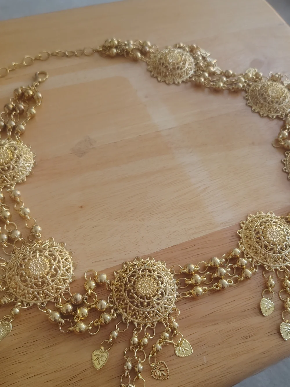 Gold Filigree Medallion Chain Belt - Women's Accessory